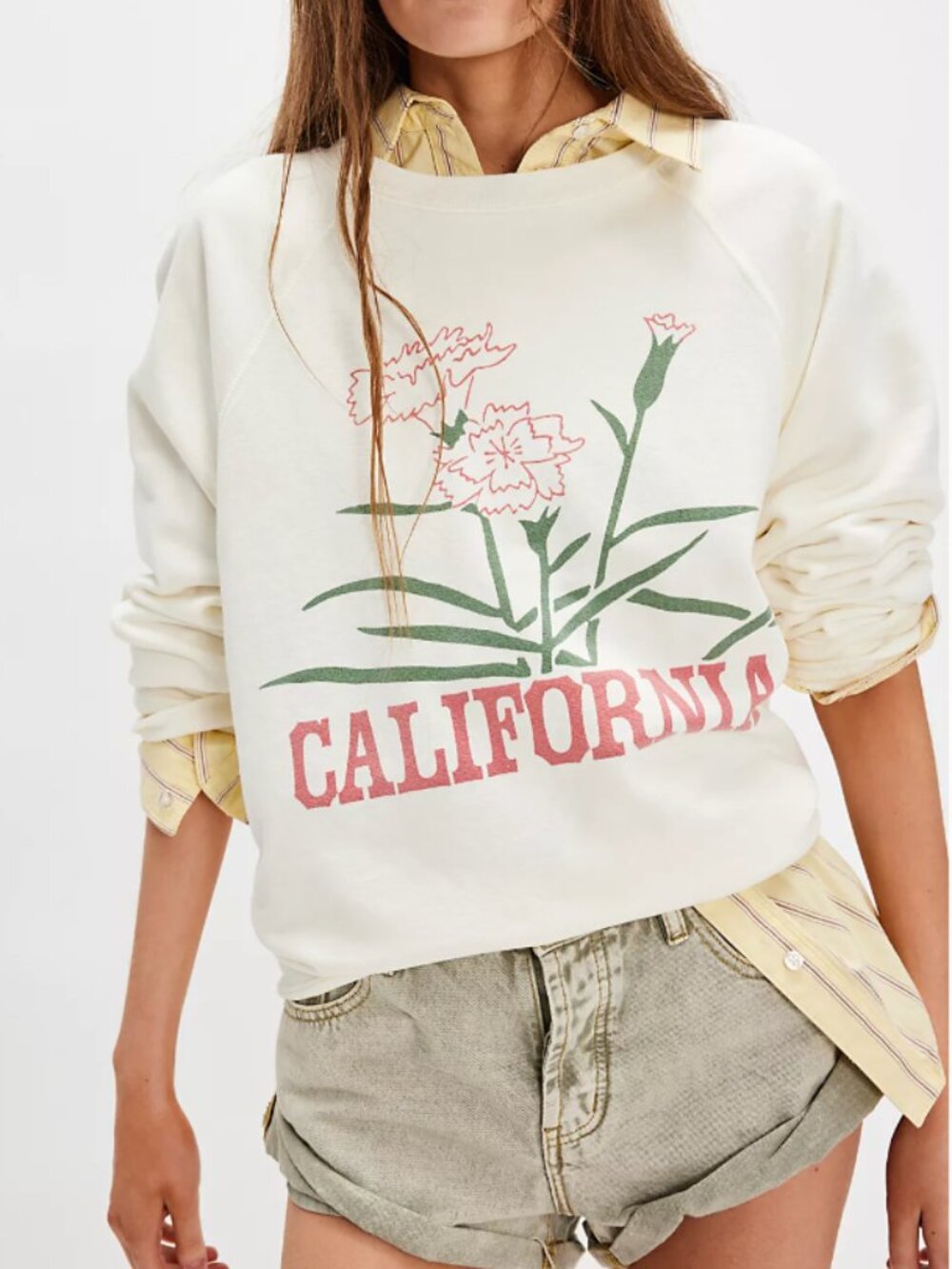 Free People Retrobrand California Classic Crewneck Sweatshirt Sz L